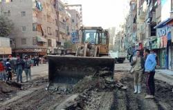 الجيزة : إزالة إشغالات وبدء رصف شارع عثمان محرم بالعمرانية