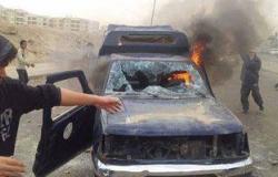 ننشر صورة سيارة الشرطة التى أحرقها الإخوان بالشيخ زايد