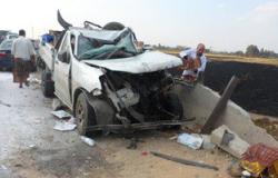 مصرع 2 وإصابة 6 فى حادث تصادم سيارتين بكفر الشيخ