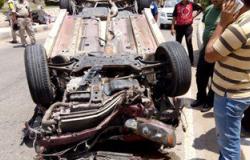 مصرع 3 أشخاص وإصابة 5 آخرين فى حادث انقلاب سيارة أجرة بالوادى الجديد