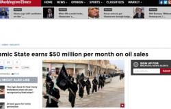 واشنطن تايمز: داعش يربح 50 مليون دولار شهريا من مبيعات النفط