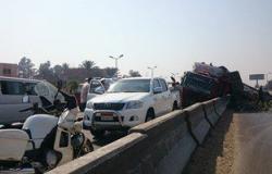 مصرع شخص وإصابة 3 فى حادث انقلاب سيارة على طريق مصر أسوان الزراعى