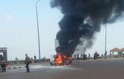 بالصور.. الحماية المدنية تسيطر على حريق بسيارة على كورنيش الإسكندرية
